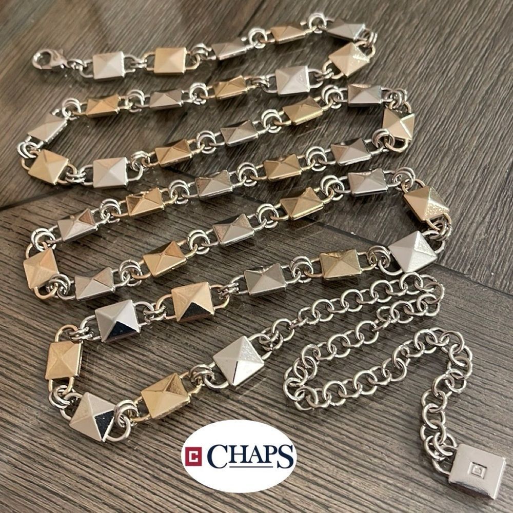 CHAPS Two-tone Stud Metal Chain Belt